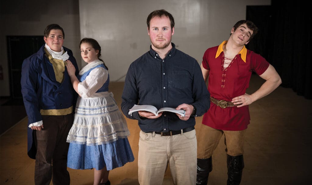 Joshua King and the theater group at Fredericksburg Christian School